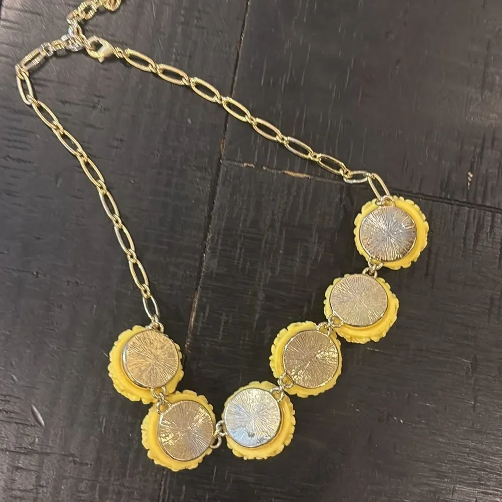 Talbots Lemon Yellow Gold Tone Adjustable Necklace Spring Summer​